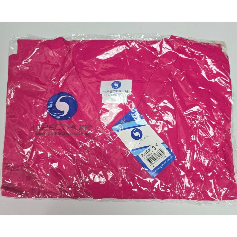 Spectrum Scrub Top Fuchsia Pink V-Neck Short Sleeve 221CX 3X NEW